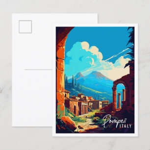 Pompeii Italien vintage Reiseillustration Postkarte