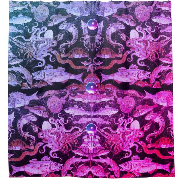 POMPEII-SAMMLUNG / MEERESLEBEN Nautikrosa Blau Duschvorhang (Vorderseite)