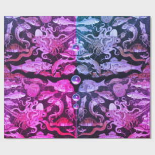 POMPEII-SAMMLUNG/MEERESLEBEN Rosa blaue autische Geschenkpapier