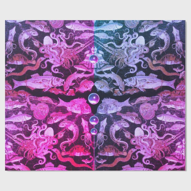 POMPEII-SAMMLUNG/MEERESLEBEN Rosa blaue autische Geschenkpapier (Flach)