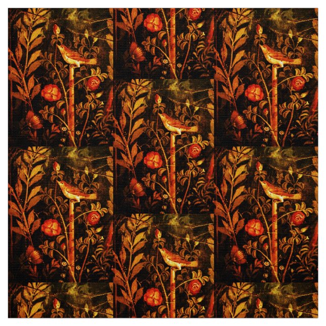 POMPEII-SAMMLUNG NIGHTINGALE MIT ROSE Gelb Stoff (Muster)