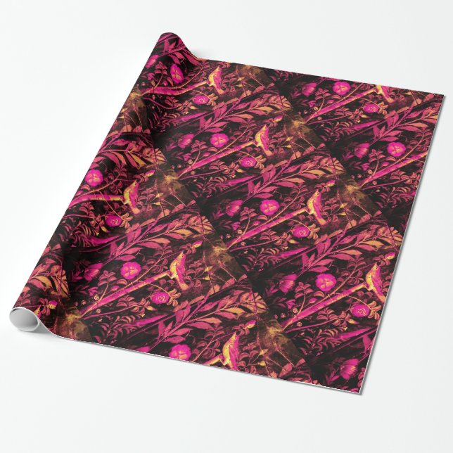 POMPEII-SAMMLUNG NIGHTINGALE MIT ROSE Pink Geschenkpapier (Ungerollt)