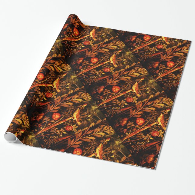 POMPEII-SAMMLUNG NIGHTINGALE MIT ROSE , rot Geschenkpapier (Ungerollt)