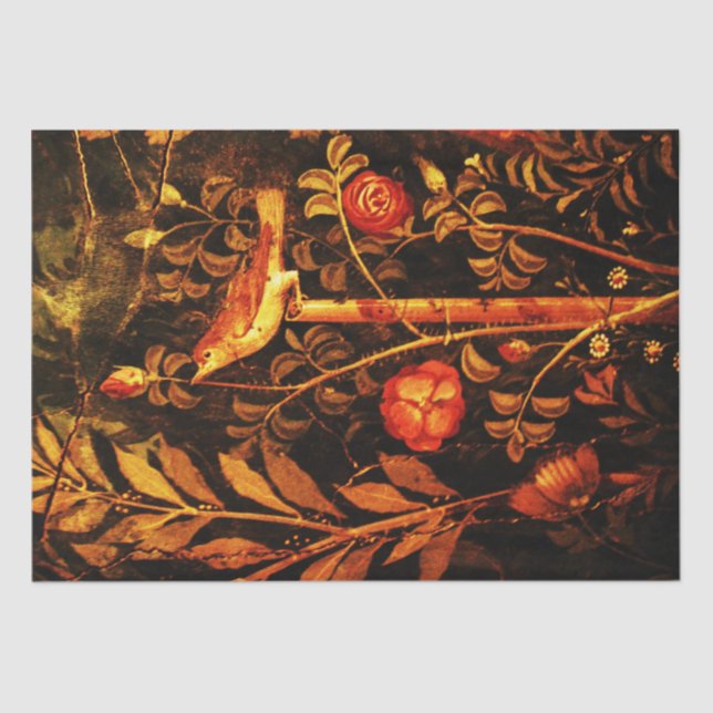 POMPEII-SAMMLUNG NIGHTINGALE MIT ROSE , rot Seidenpapier (Vorderseite)