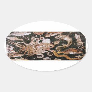 POMPEII-SAMMLUNG / OZEAN - MEERESLEBENSZENE OVALER AUFKLEBER