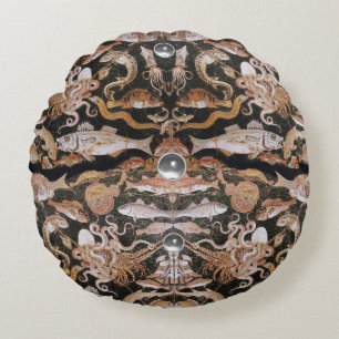 POMPEII-SAMMLUNG/OZEAN - MEERESLEBENSZENE RUNDES KISSEN