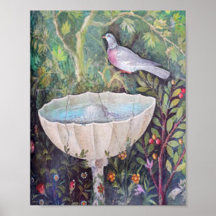 Pompeji-Fresko von Taube über einem Brunnen Poster