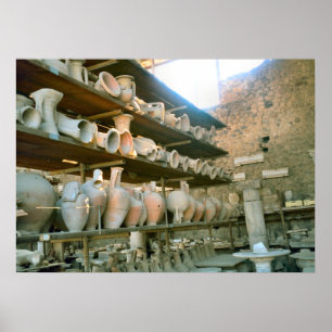 Pompeji, Lagerraum für ausgegrabene Tonwaren Poster