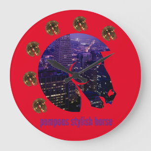 pompöser stilvoller Pferd Große Wanduhr