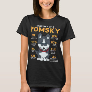 Pomsky Anatomy Funny Dog Mom Dad Gift T-Shirt