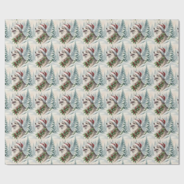 Pomsky Christmas Wrapping Paper Geschenkpapier (Flach)