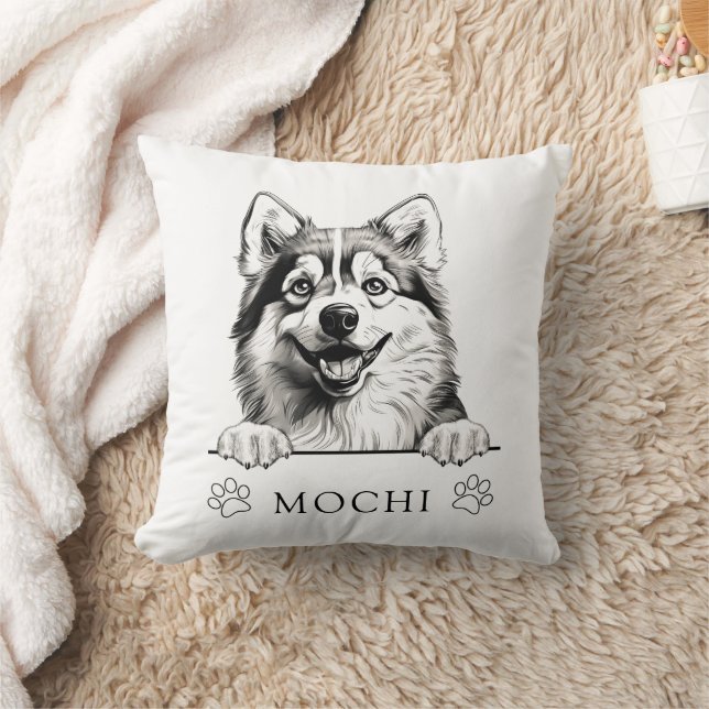 Pomsky Dog Hand Zeichne Personalisiert Kissen (Decke)