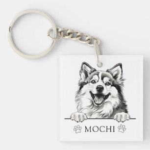 Pomsky Dog Hand Zeichne Personalisiert Schlüsselanhänger