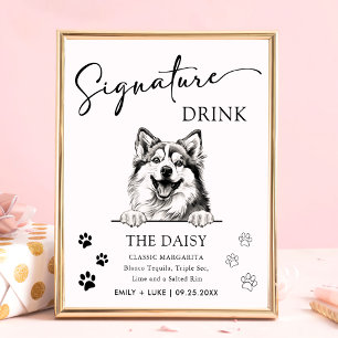 Pomsky Dog Wedding Signature Drink Zeichen Poster