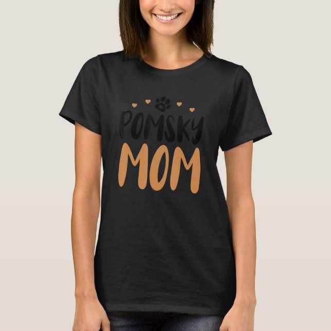 Pomsky Mama Funny Pomsky Eigentümer Hund Mama T-Shirt (Vorderseite)