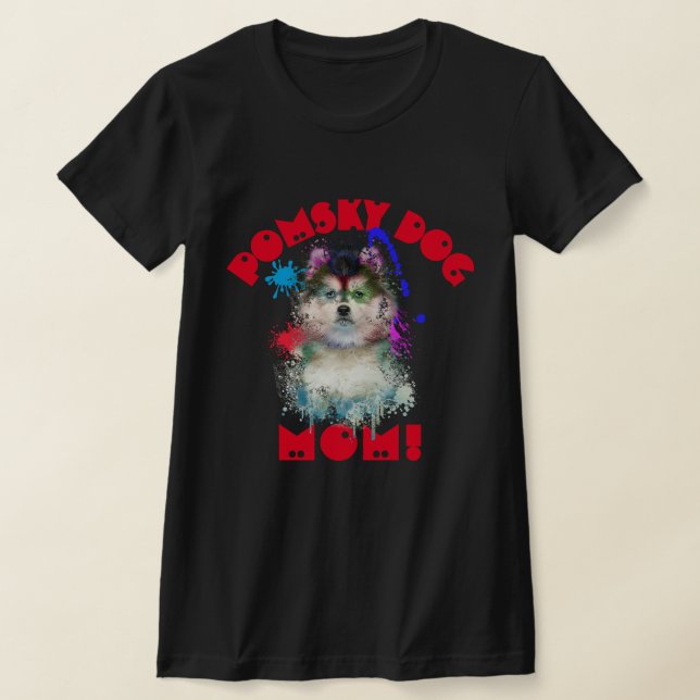 Pomsky Mama Hund Lover Beste Hunde Mama je T-Shirt (Ablage )