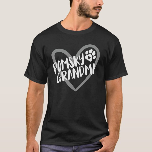 Pomsky Oma Heart Funny Pomsky Eigentümer Dog Lover T-Shirt (Vorderseite)
