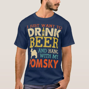 Pomsky Vater Drink Bier Hang mit Hund Funny Men T-Shirt