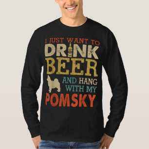 Pomsky Vater Drink Bier Hang mit Hund Funny Men Vi T-Shirt