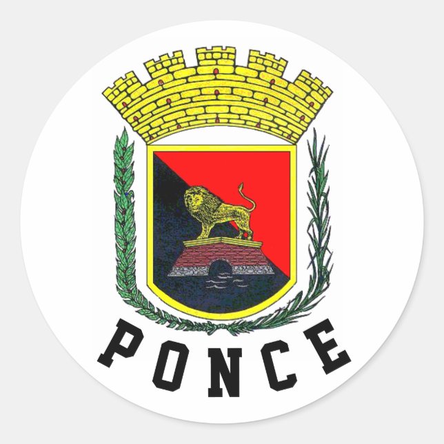 Ponce Coat of Arms - Puerto Rico Runder Aufkleber (Vorderseite)