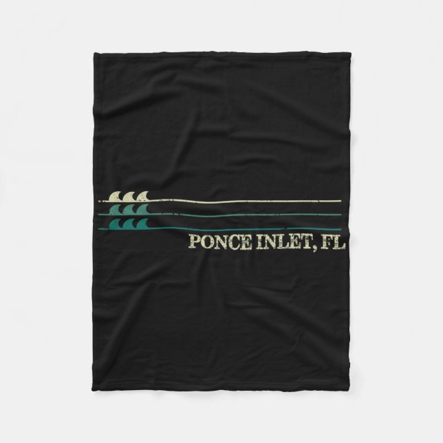 Ponce Inlet Florida Break Surfen Retro-Welle  Fleecedecke (Vorderseite)