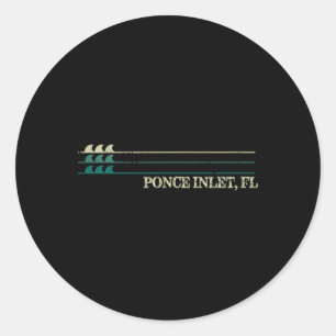 Ponce Inlet Florida Break Surfen Retro Welle Runder Aufkleber