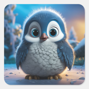 Poncho - Ein glatter Pinguin Quadratischer Aufkleber