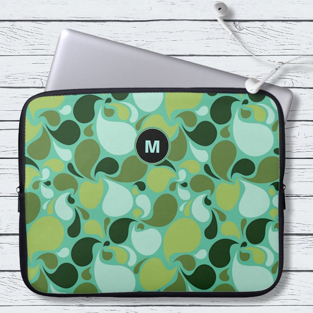 Pond Life Paisley Monogram Laptopschutzhülle (Von Creator hochgeladen)