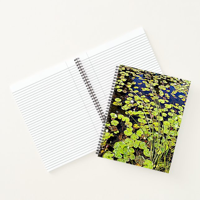 Pond Lily Pads and Reeds Floral Notebook Notizbuch (Innenseite)