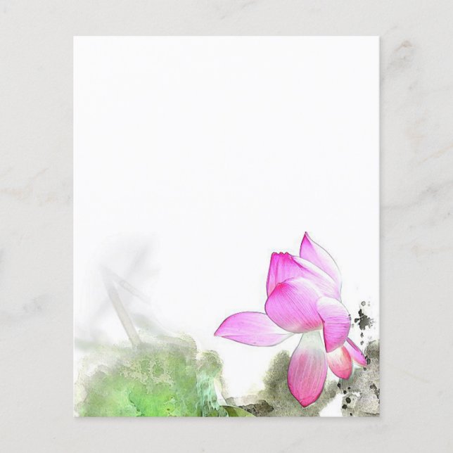 POND LOTUS l Chinese Brush Malerei Art (Vorderseite)