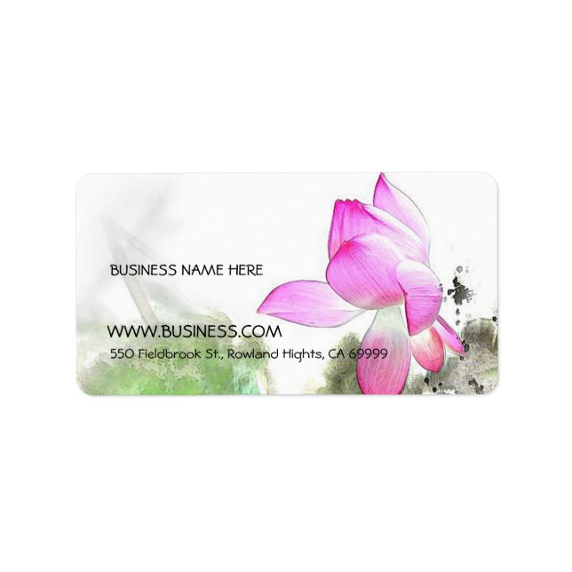 POND LOTUS l Chinese Brush Malerei Art Adressaufkleber (Vorne)