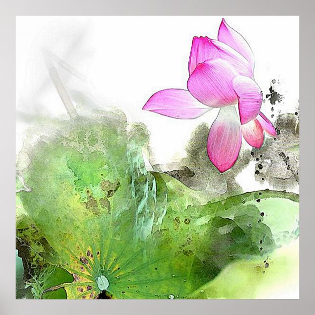 POND LOTUS l Chinese Brush Malerei Art Poster (Vorne)