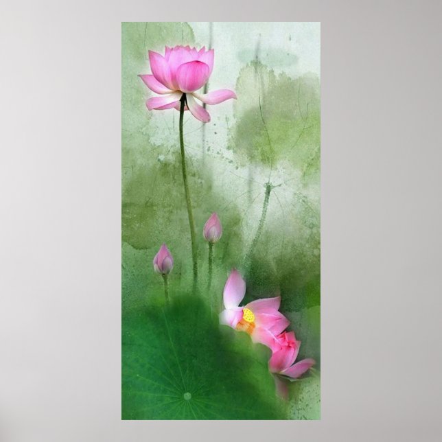 POND LOTUS l Chinese Brush Malerei Art Poster (Vorne)