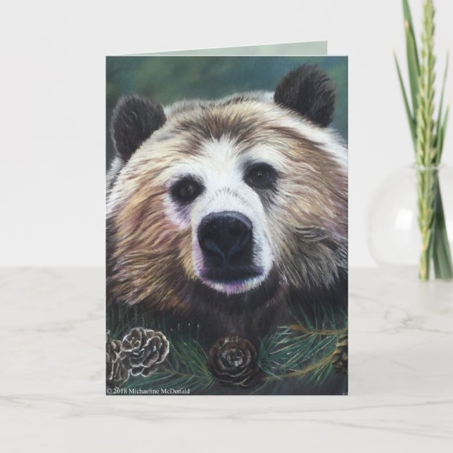 Pondering Bear Greeting Card Karte (Vorderseite)