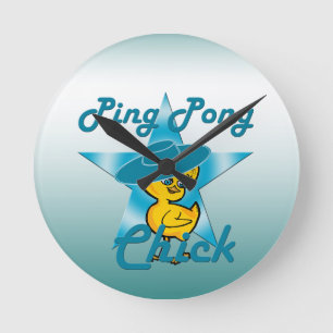 Pong Chick #7 Runde Wanduhr
