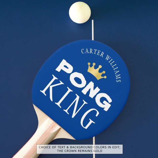 PONG KING Personalisiert Editable Blue Tischtennis Schläger (Von Creator hochgeladen)