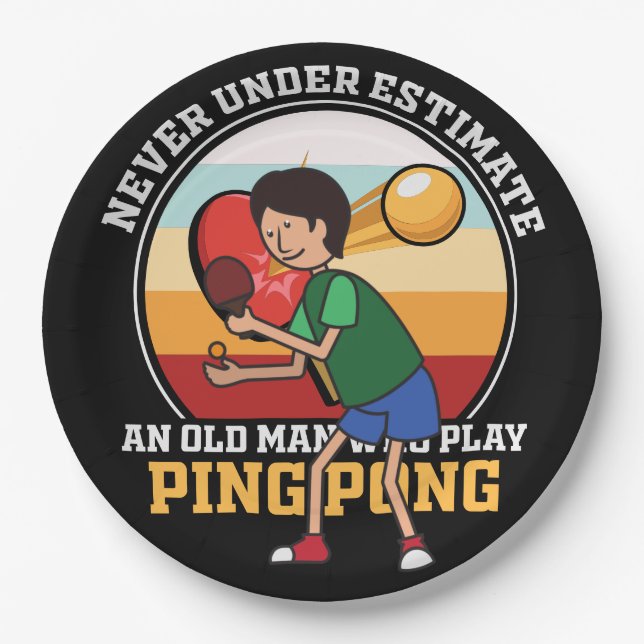 Pong nie Unter Schätzung alter Mann Ping Pong Pappteller (Vorderseite)