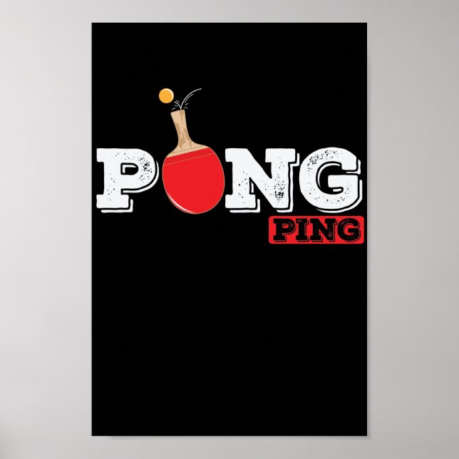 Pong Ping Spieler Tischtenniskelle mit Ball Poster (Vorne)