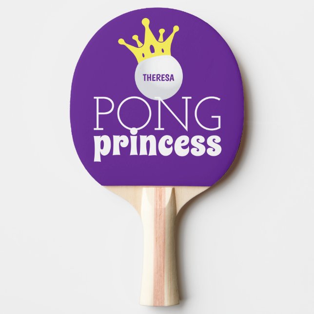 Pong Princess Lila Personalisierter Name Tischtennis Schläger (Vorderseite)