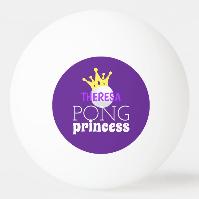 Pong Princess Lila Personalisierter Name Tischtennisball (Vorderseite)