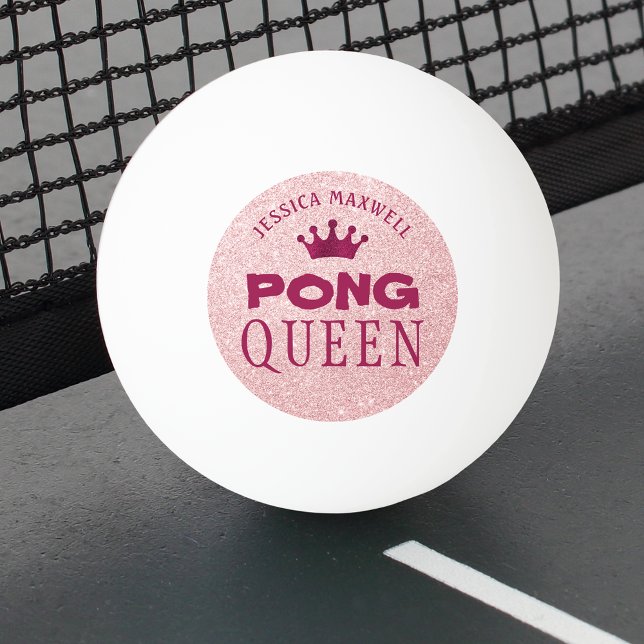 PONG QUEEN Pink Glitzer Name Tischtennisball (Von Creator hochgeladen)