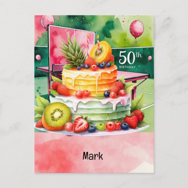 Pong Tischtennis Geburtstagkarte Postkarte (Vorderseite)