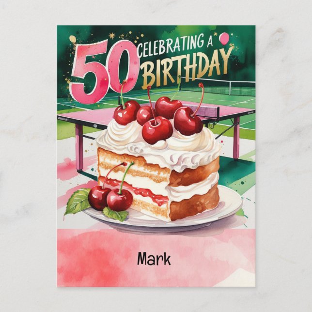 Pong Tischtennis Geburtstagkarte Postkarte (Vorderseite)