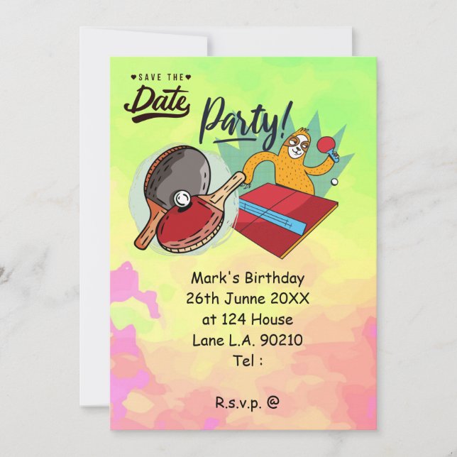 Pong Tischtennis-Party lustig  Einladung (Vorderseite)