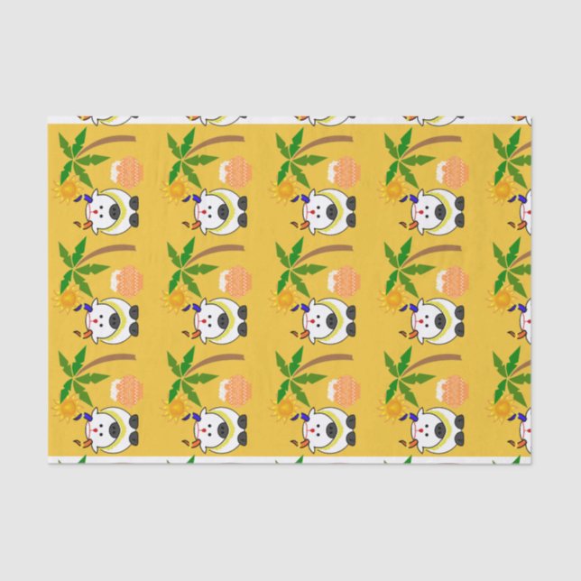 Pongal Pot, Kuh und Baum Seidenpapier (Vorderseite)