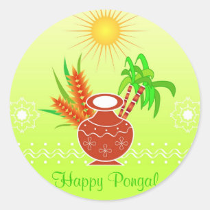 Pongal - Südindisches Festival Runder Aufkleber