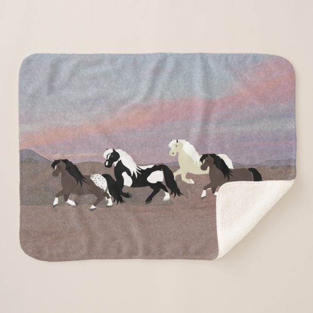 Ponies Sherpa Blanket Sherpadecke (Vorderseite (Horizontal))