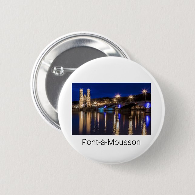 Pont a Mousson Panorama mit Moselle Souvenir Button (Vorne & Hinten)