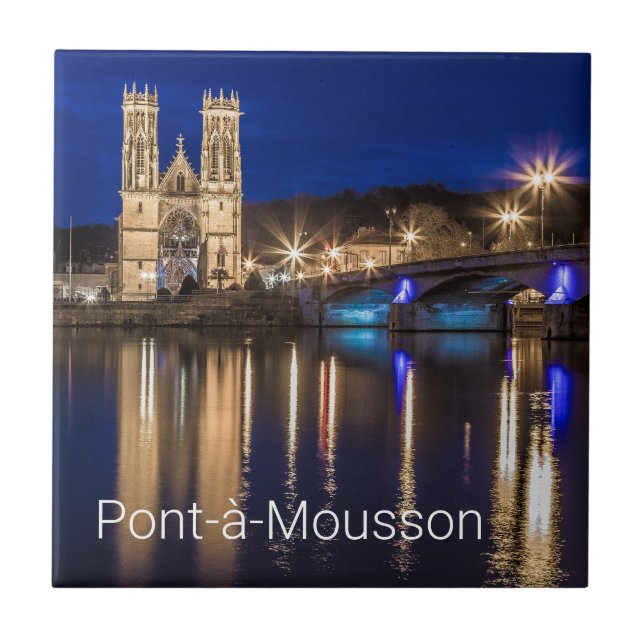Pont a Mousson Panorama mit Moselle Souvenir Fliese (Vorderseite)