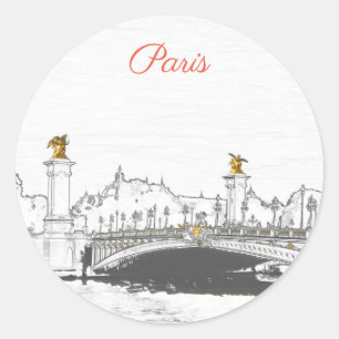 Pont Alexandre III an der Seine - Paris Frankreich Runder Aufkleber